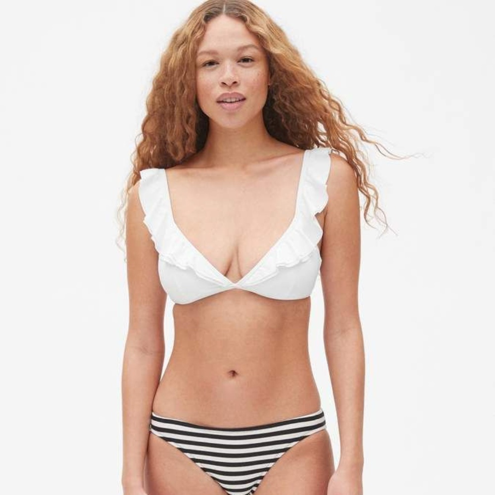 White Ruffle Bikini Top
